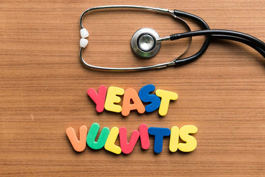 yeast vulvitis colorful word with stethoscope