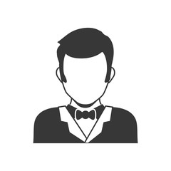 Avatar male concept represented by man head and torso silhouette icon. Isolated and flat illustration