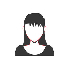Avatar female concept represented by woman head and torso silhouette icon. Isolated and flat illustration