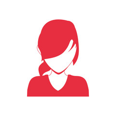 Avatar female concept represented by woman head and torso silhouette icon. Isolated and flat illustration