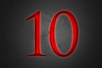 Engraved number 10 on stone background, 3d illustration