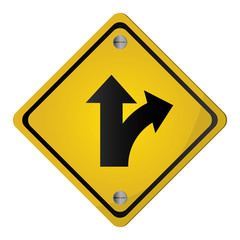 flat design bifurcation traffic sign icon vector illustration