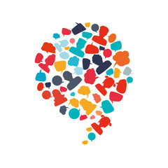 Communication concept represented by bubble with avatar people icon. Isolated and flat illustration