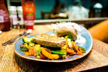 grilled salmon and fresh salad
