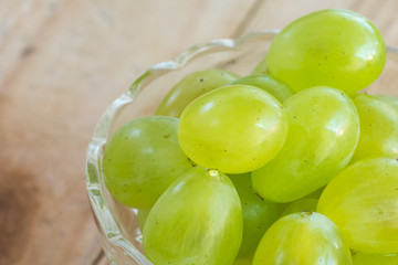 Closeup macro view fresh grapes in the bowl