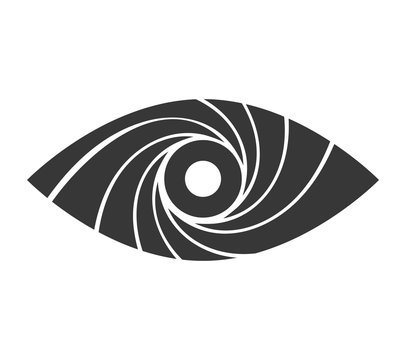 Camera concept represented by shutter and eye icon. Isolated and flat illustration