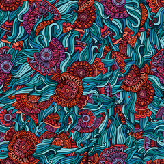 Vector colorful seamless abstract floral pattern