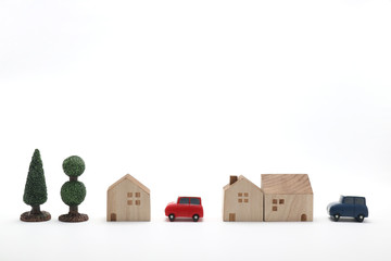 家　車　木　街並み ミニチュア