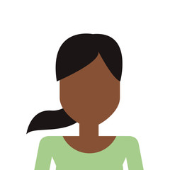 flat design faceless woman with ponytail icon vector illustration