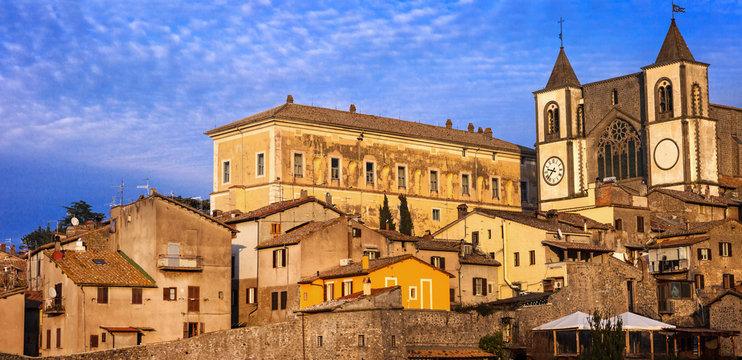San Martino al Cimino - medieval town in Viterbo province, Italy, susnet view with abbey