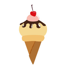 Dessert and sweet concept represented by cone of ice cream icon. Isolated and flat illustration