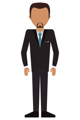 flat design faceless man with facial hair wearing suit icon vector illustration