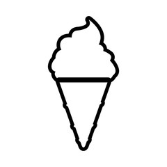 Dessert and sweet concept represented by cone of ice cream silhouette icon. Isolated and flat illustration