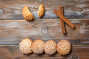 cookies with cinnamon on a rustic background