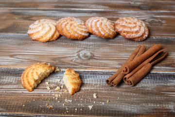 cookies with cinnamon on a rustic background