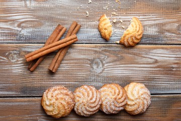 cookies with cinnamon on a rustic background