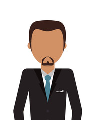 flat design faceless man with facial hair wearing suit icon vector illustration