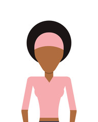 flat design faceless dark skin woman icon vector illustration