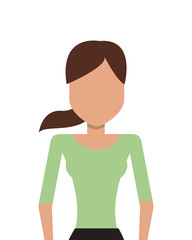 flat design faceless woman with ponytail icon vector illustration