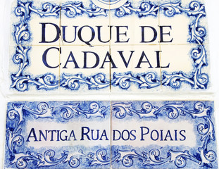  ceramic street sign on the street of Olivenza town.