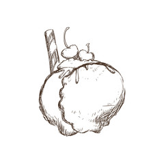 Dessert and sweet concept represented by piece of ice cream icon. Isolated and sketch illustration