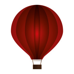 flat design red textured hot air balloon icon vector illustration