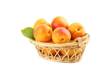 Ripe apricots fruit isolated on a white