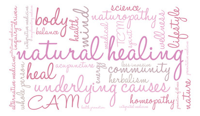 Natural Healing Word Cloud on a white background. 