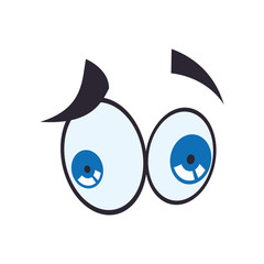 View and look concept represented by crazy cartoon eye icon. Isolated and flat illustration