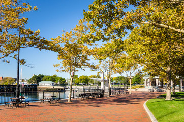 Obraz premium Autumn Park in Boston on a Sunny Day