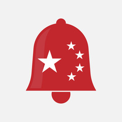 Isolated bell icon with  the five stars china flag symbol