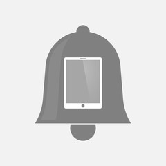 Isolated bell icon with a tablet computer