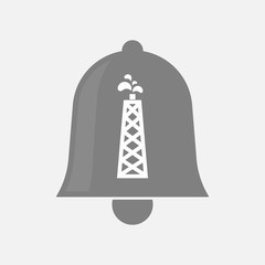 Isolated bell icon with an oil tower
