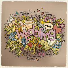 Obraz na płótnie Canvas Wedding hand lettering and doodles elements background