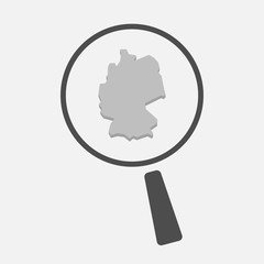 Isolated magnifier icon with  a map of Germany