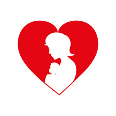 Woman baby mother heart icon. Advertising concept. Isolated and flat illustration. Vector graphic