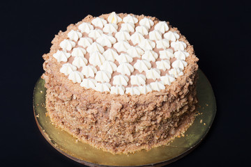 Homemade Kiev cake with butter decor