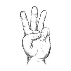 three hand finger gesture palm icon. Isolated and sketch illustration. Vector graphic