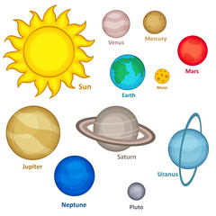 set of isolated planet of solar system - vector illustration, eps   © nataka