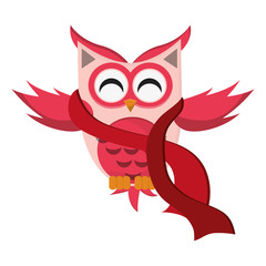 flat design owl cartoon icon vector illustration