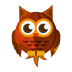 flat design owl cartoon icon vector illustration