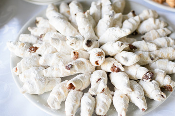 wedding dessert with delicious cookies and different sweets