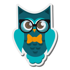 flat design owl cartoon wearing glasses icon vector illustration