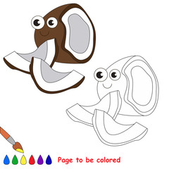 Brown Coconut cartoon. Page to be colored.