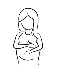 flat design pregnant woman icon vector illustration