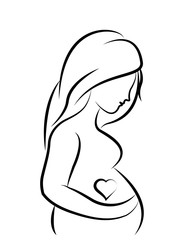 flat design pregnant woman icon vector illustration