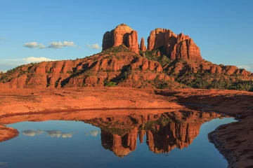 Vlies Fototapete Backstein Kathedralen-Felsen-Reflexion Sedona Arizona