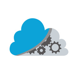 cloud computing gear storage social media icon. Isolated and flat illustration. Vector graphic
