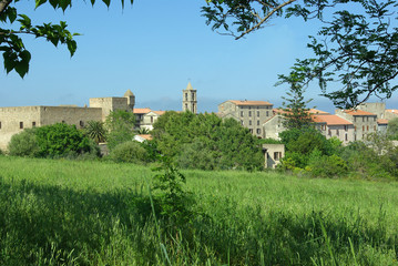 Fototapeta na wymiar Corse, petit village d'Aleria au printemps