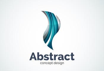 Abstract wave logo template, smooth motion concept